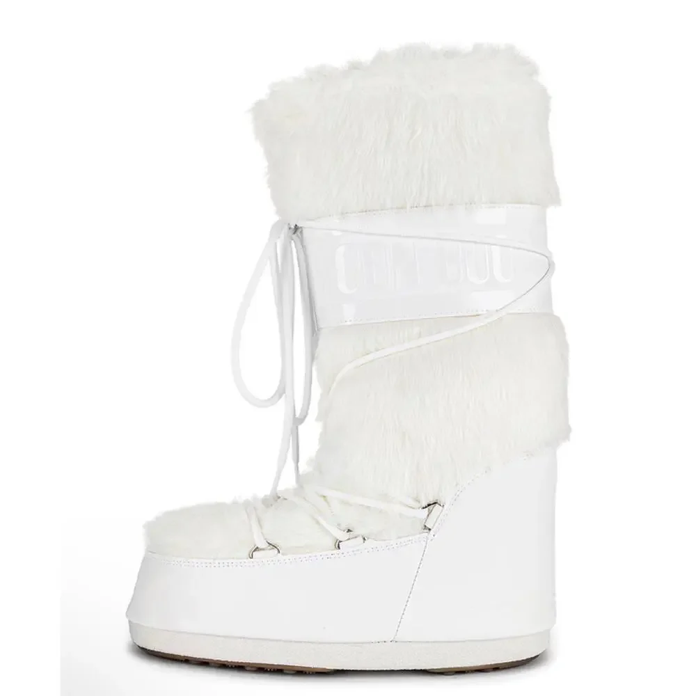 Moon Boot Icon Faux Fur Boots Optical White US 9/10 EU 39/41